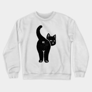 Hello Cat Butt Minimalist Black by Tobe Fonseca Crewneck Sweatshirt